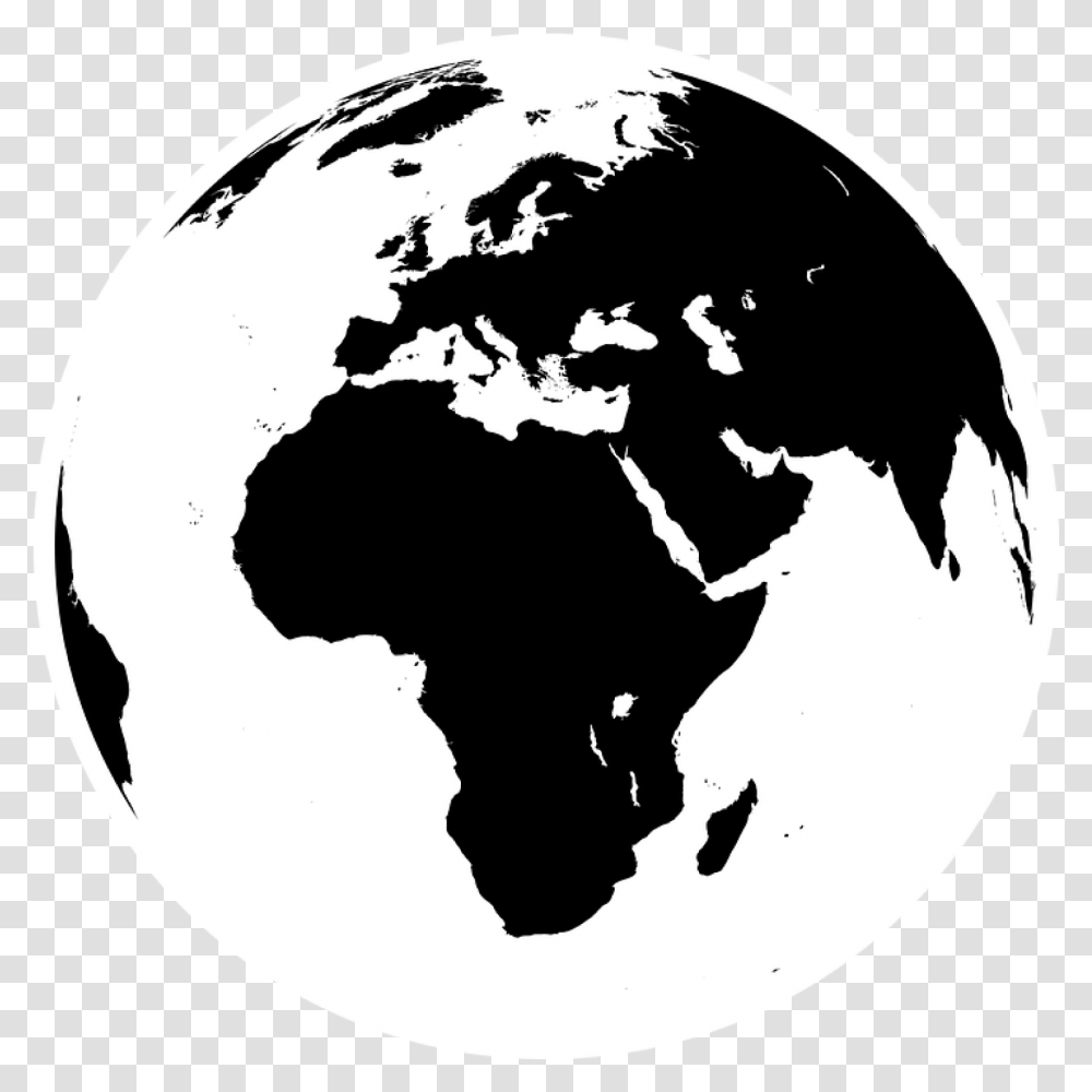 Black And White Earth World Globe Black And White, Astronomy, Outer Space, Universe, Planet Transparent Png