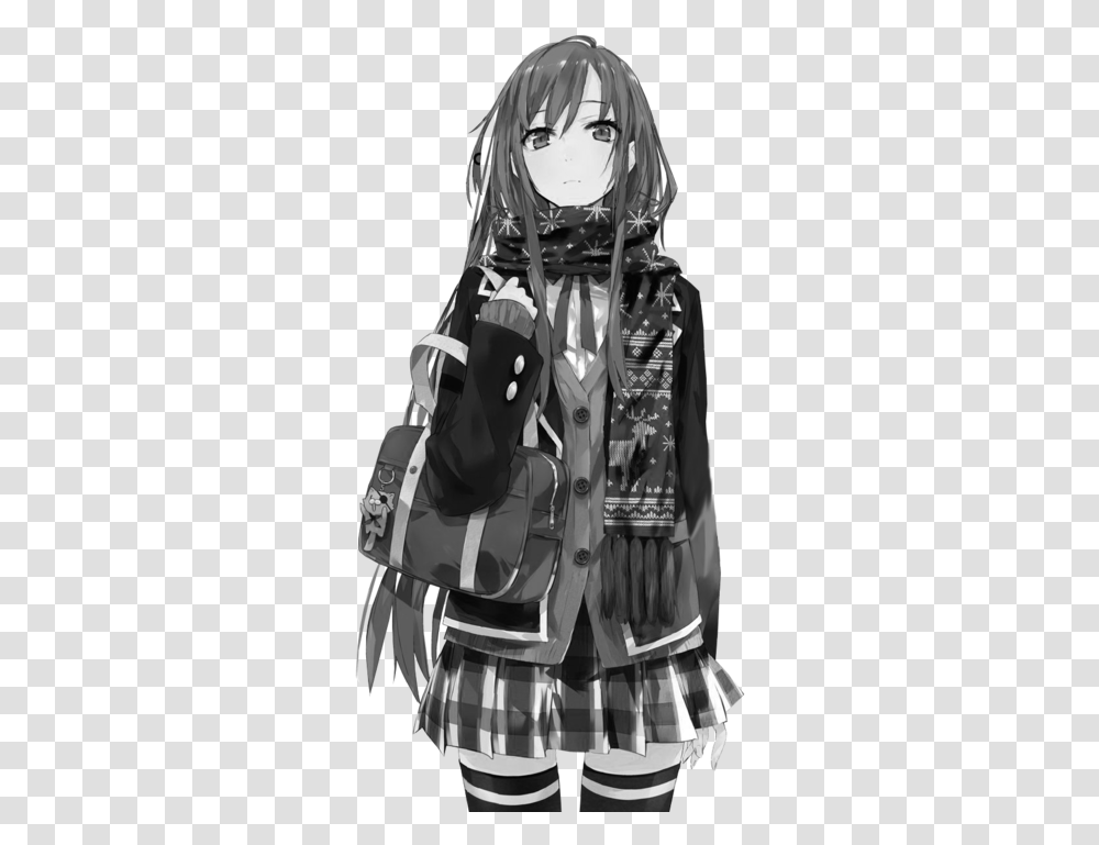 Black And White Edit Monochrome Anime Girl Click And, Backpack, Bag, Apparel Transparent Png