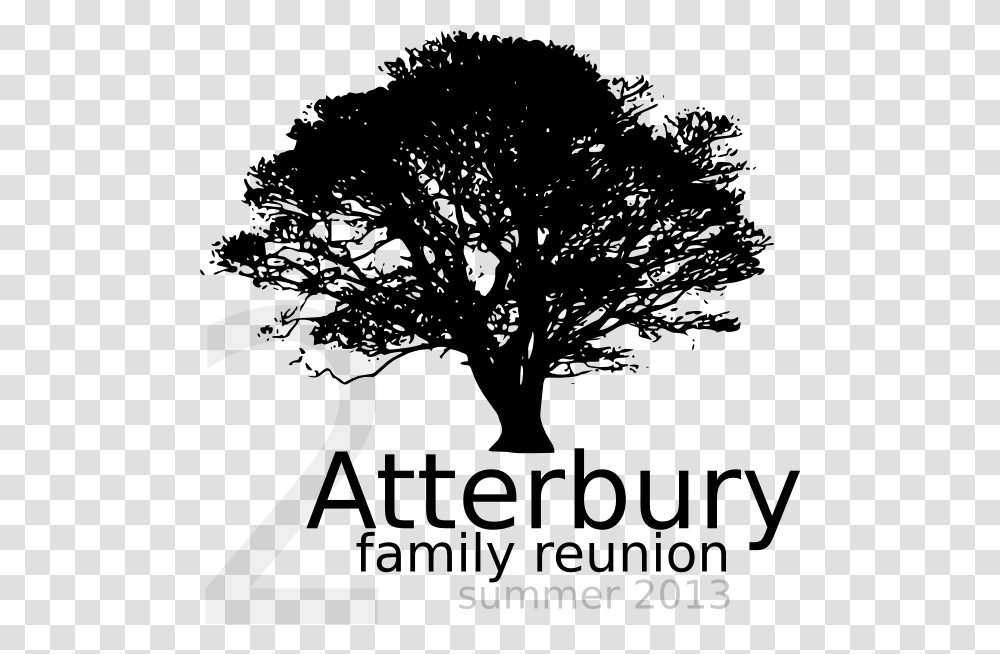 Black And White Family Reunion Clipart Black And Vector Black And White Tree, Plant, Oak, Stencil Transparent Png