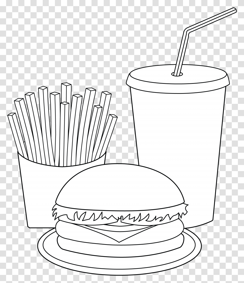 Black And White Fast Food Free Clipart, Lamp, Glass, Cup, Bottle Transparent Png