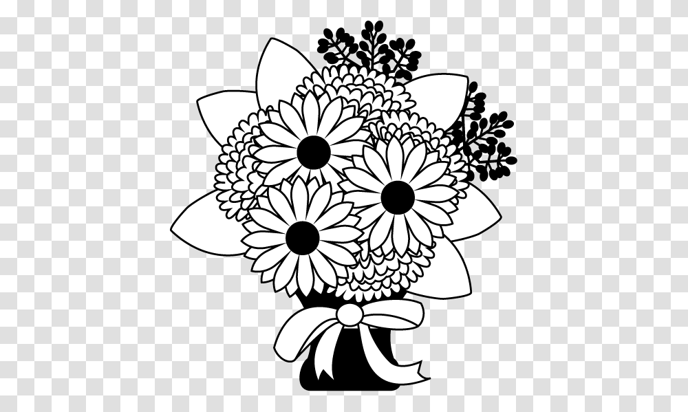 Black And White Flower Bouquet Clip Art, Floral Design, Pattern, Plant Transparent Png