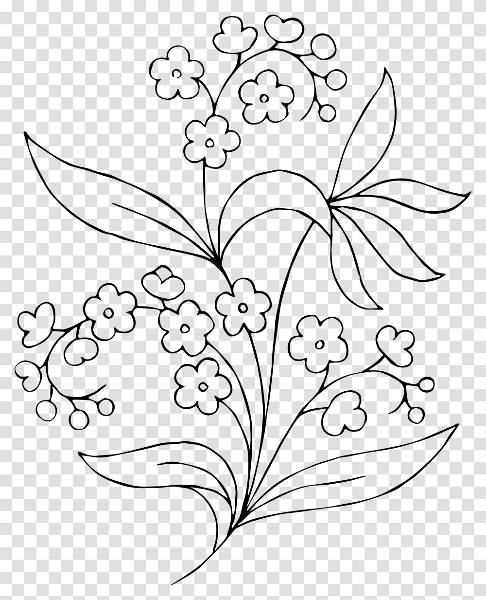 Black And White Flowers Clipart, Floral Design, Pattern, Stencil Transparent Png