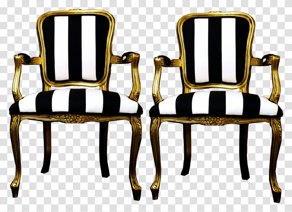 Black And White French Chairs, Furniture, Couch, Throne, Armchair Transparent Png