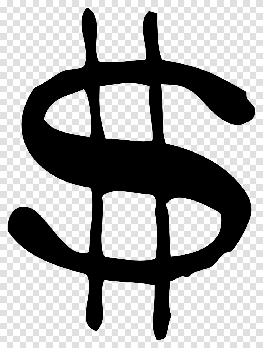 Black And White Funny Drawing Of A Dollar Sign Free Money Sign, Cross, Stencil Transparent Png