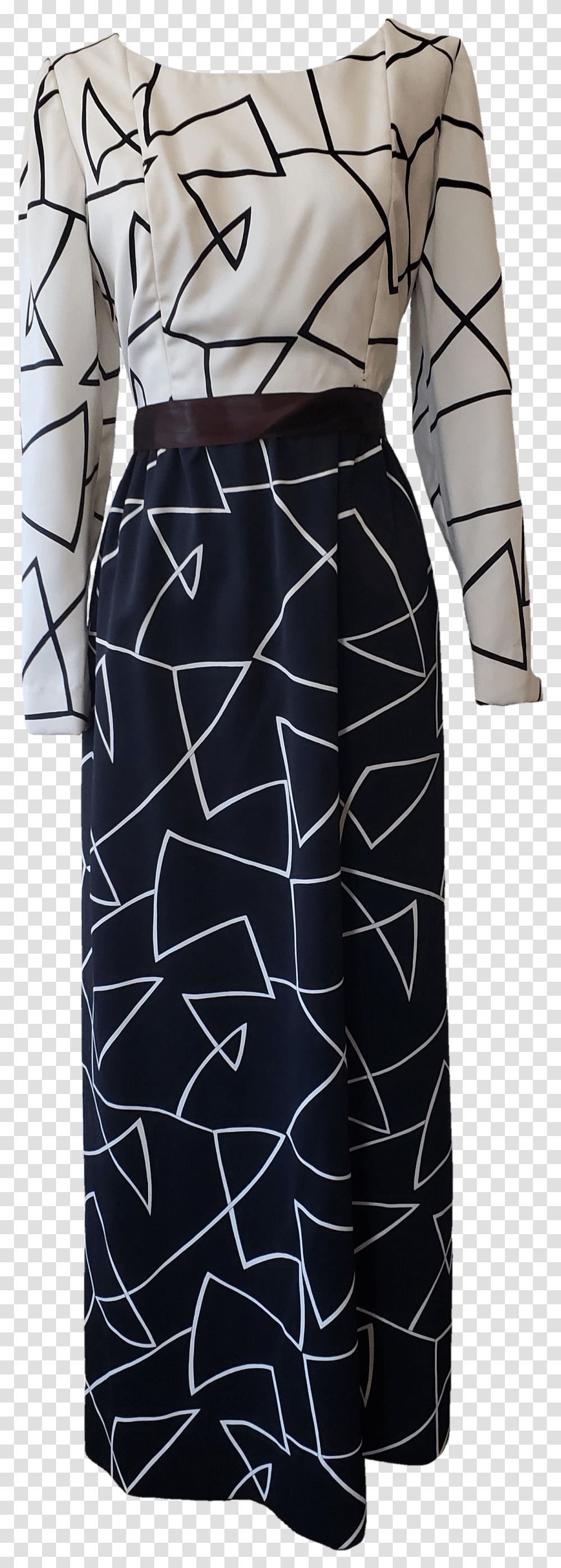 Black And White Geometric Pattern Dress By Helga A Line, Apparel, Sleeve, Long Sleeve Transparent Png