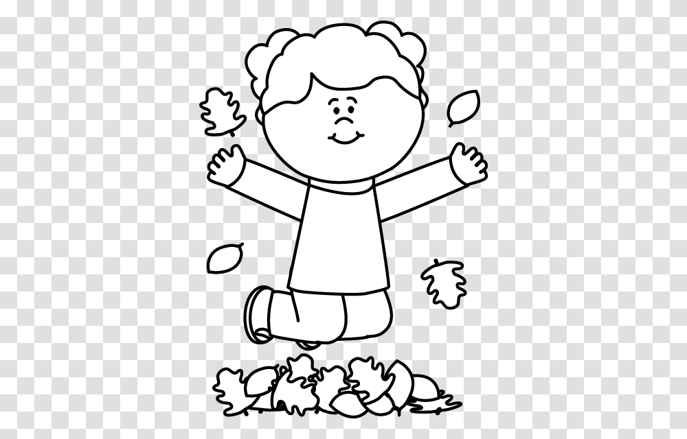 Black And White Girl Jumping In Leaves Halloween, Stencil, Poster, Advertisement Transparent Png