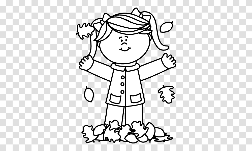 Black And White Girl Playing In Leaves Free Digital Stampsclip, Performer, Stencil, Magician, Chef Transparent Png