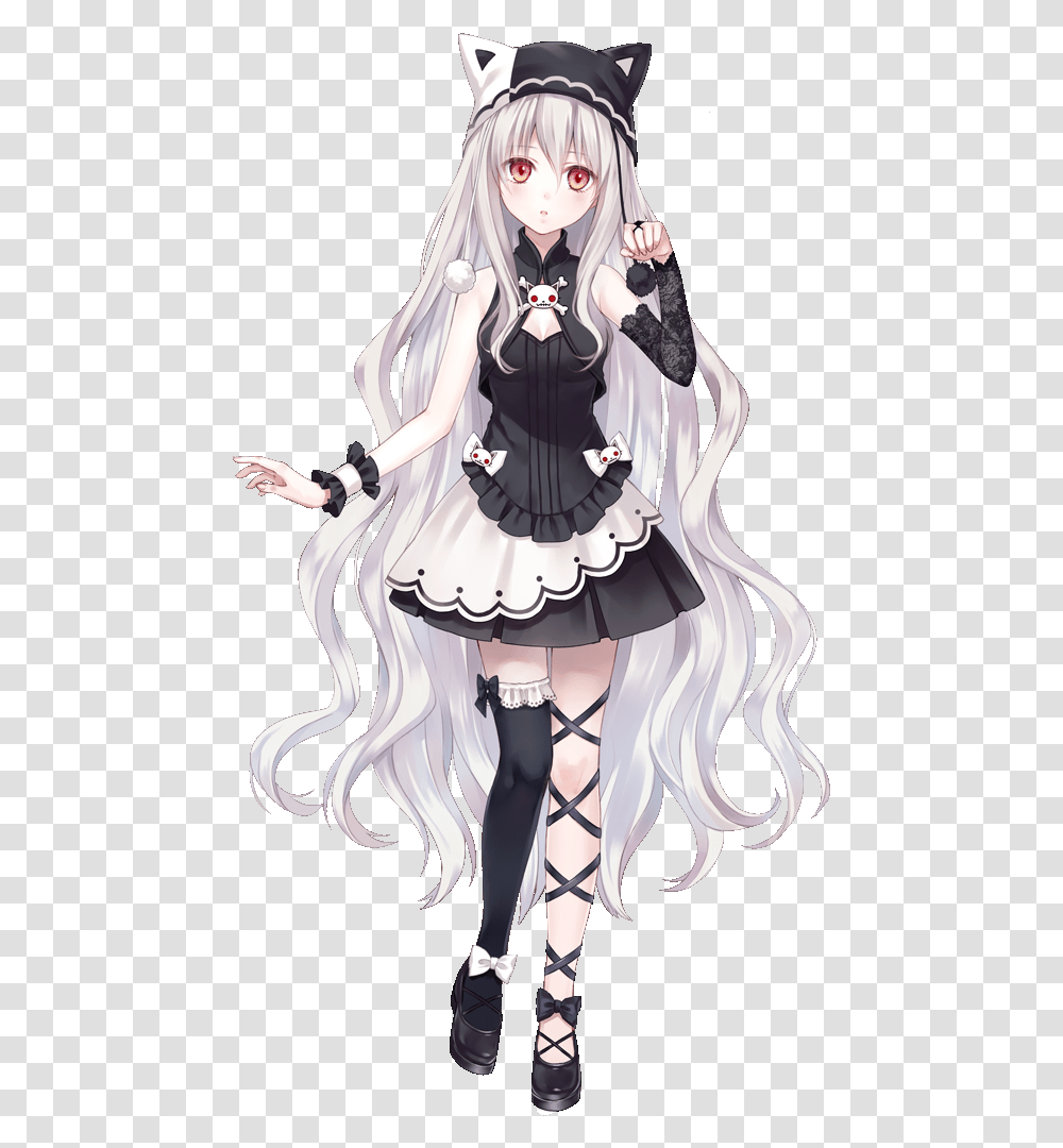 Black And White Haired Anime Girl Anime Girl With Curly Hair, Manga, Comics, Book, Person Transparent Png