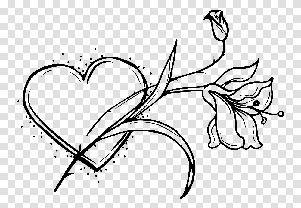 Black And White Hand Painted Simple Love Vector Black Love Vector, Bow, Floral Design Transparent Png