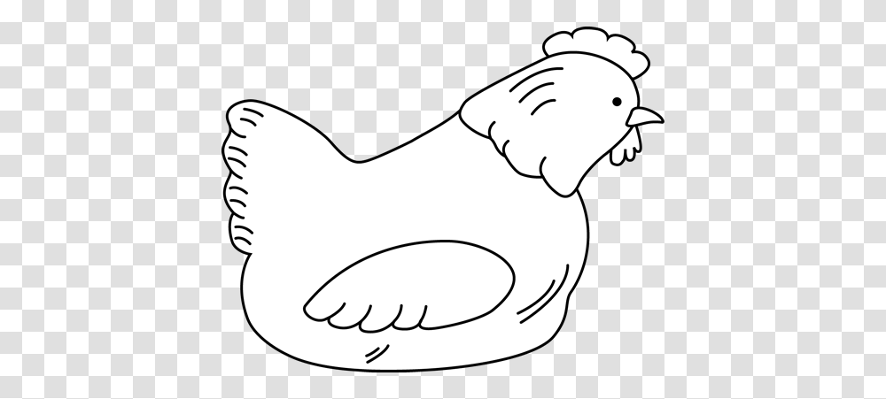 Black And White Hen Clip Art, Chicken, Poultry, Fowl, Bird Transparent Png