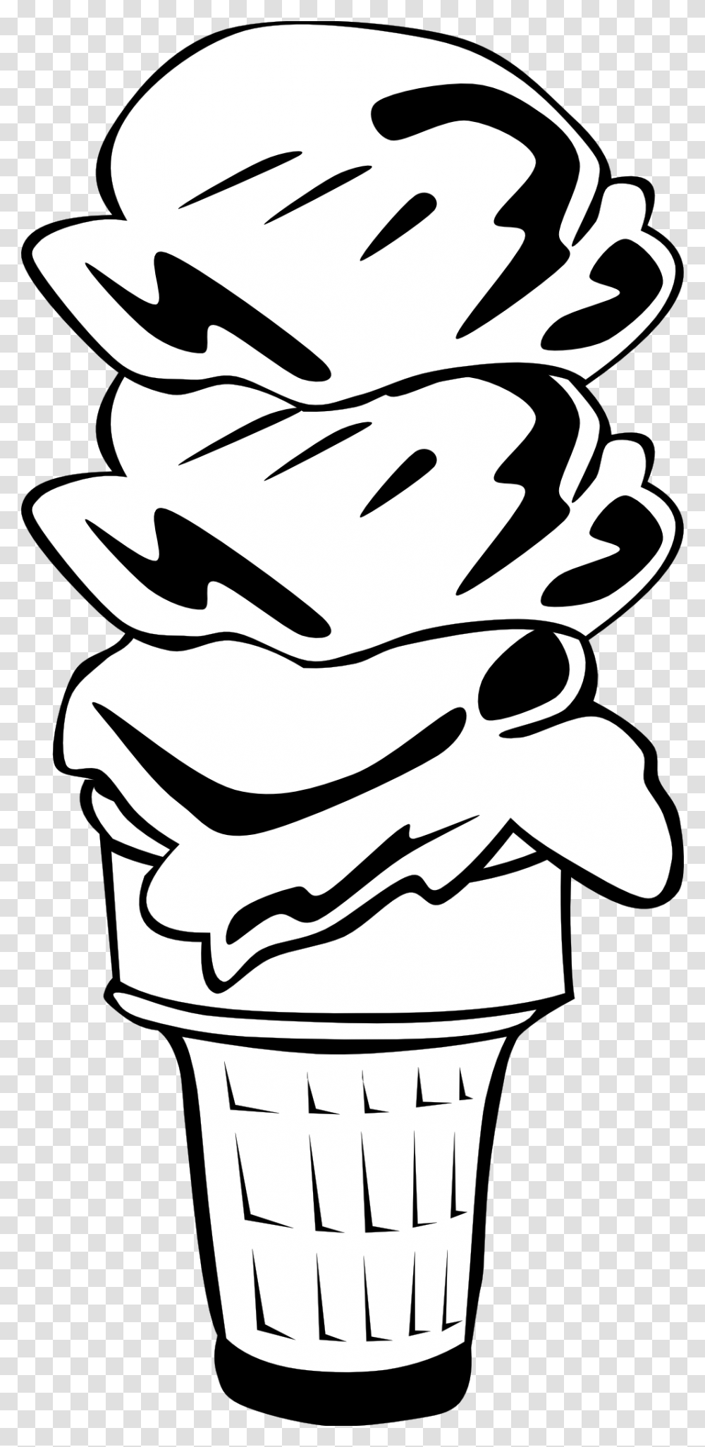 Black And White Ice Cream Cone Clipart Ice Cream Clipart Black And White, Stencil, Plant, Produce, Food Transparent Png