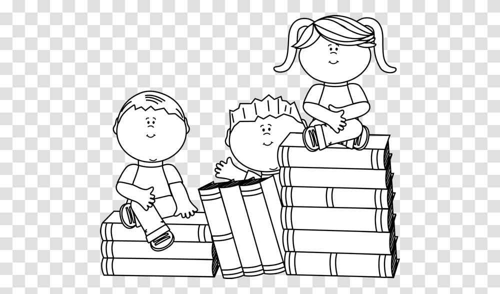 Black And White Kids Sitting On Books Camp I Am Me, Drawing, Worker, Doctor Transparent Png