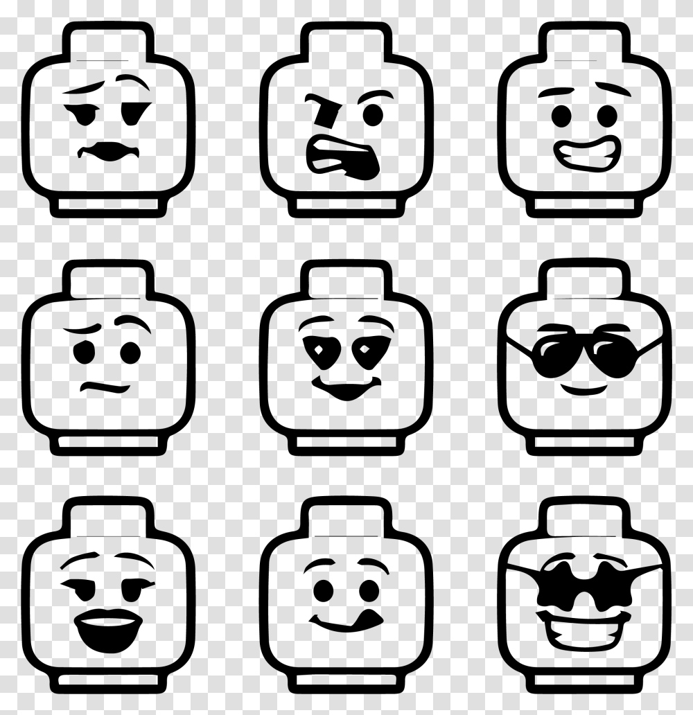 Black And White Lego Heads Lego Head Black And White, Green, Sunglasses, Accessories, Accessory Transparent Png