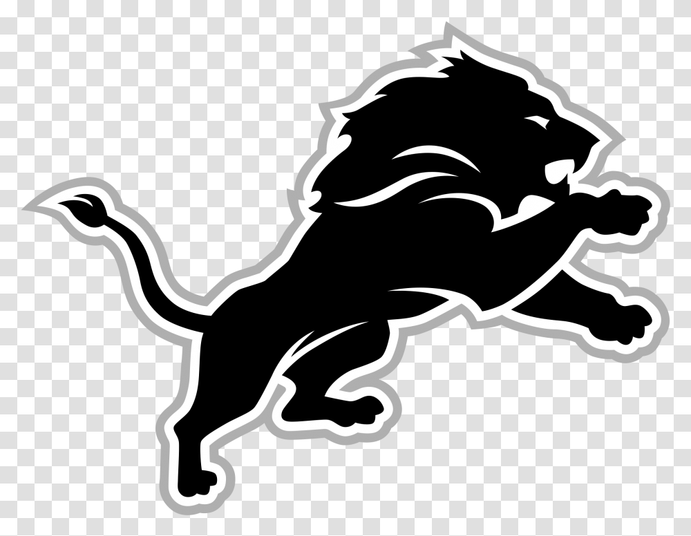 Black And White Lion Black Detroit Lions Logo, Stencil, Antelope, Wildlife, Mammal Transparent Png