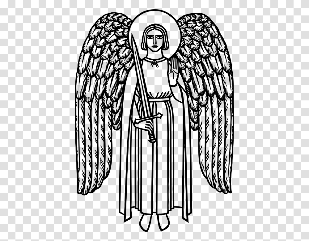 Black And White Medieval Angel, Gray, World Of Warcraft Transparent Png