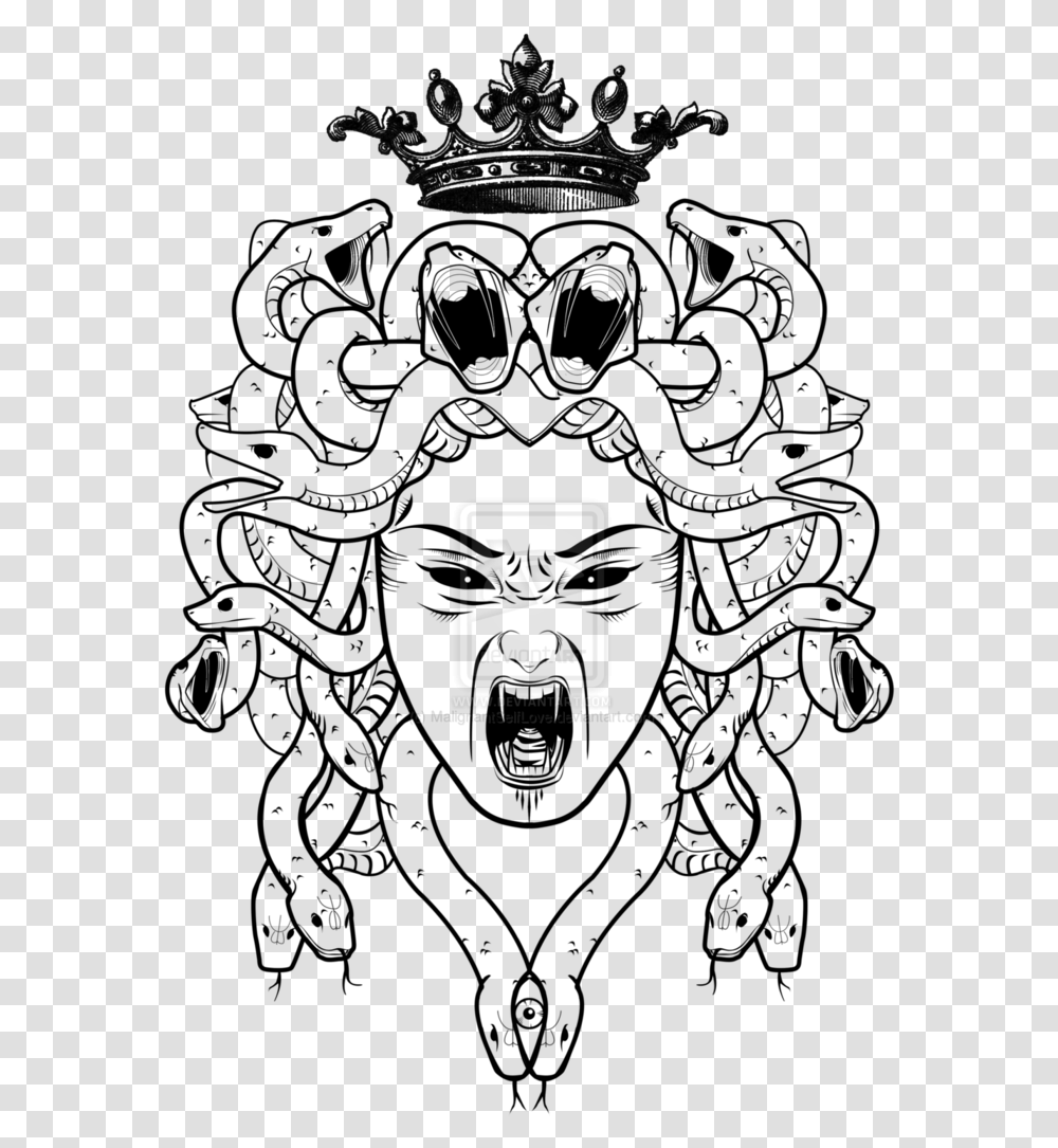 Black And White Medusa Gorgona Queen Tattoo Design Medusa Vector, Logo, Trademark, Word Transparent Png