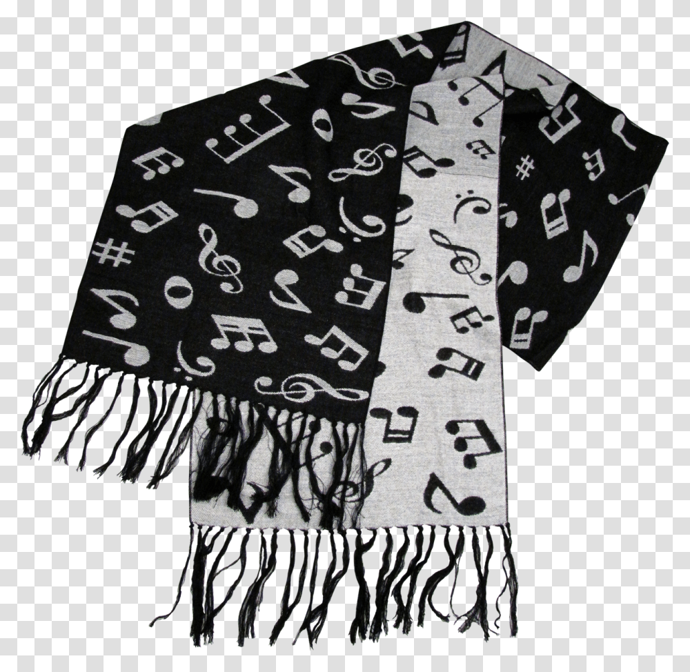 Black And White Music Note Scarf Stole, Apparel, Bandana, Headband Transparent Png