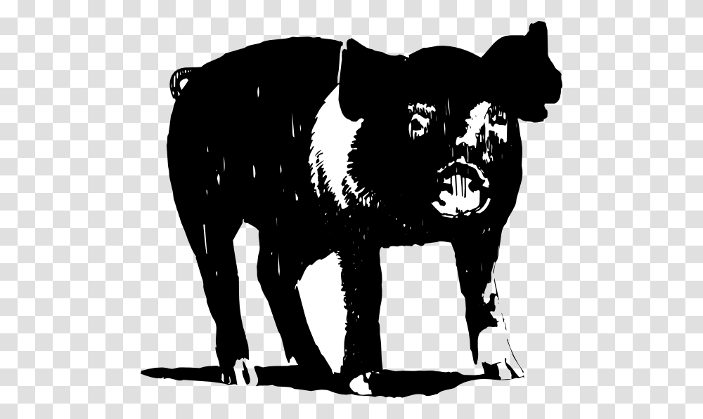 Black And White Pig Svg Clip Arts Black And White Hog Clipart, Mammal, Animal, Silhouette, Bull Transparent Png