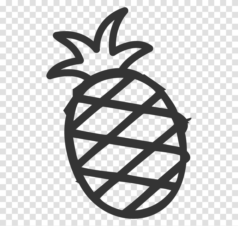 Black And White Pineapple, Stencil, Grenade, Bomb, Weapon Transparent Png