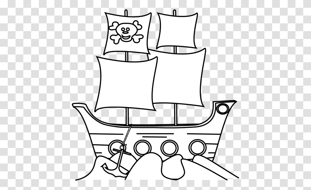 Black And White Pirate Ship In The Water Door Decor For Work, Pillow, Cushion, Stencil, Drawing Transparent Png