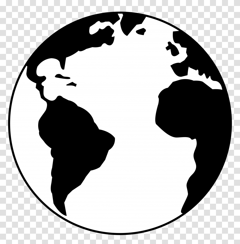 Black And White Planet Earth, Stencil, Person, Human, Silhouette Transparent Png