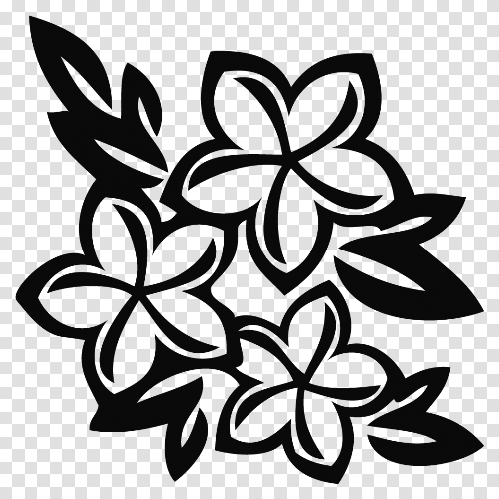 Black And White Plumeria Clip Art, Floral Design, Pattern, Stencil Transparent Png