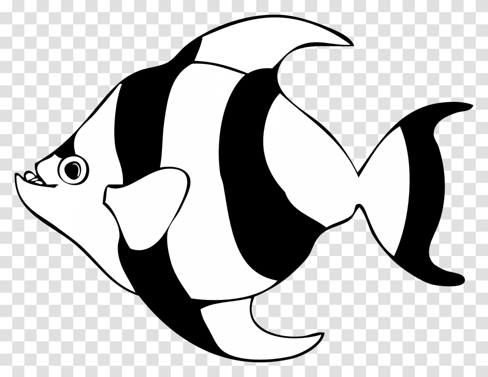 Black And White Poppy, Stencil, Sea Life, Animal, Fish Transparent Png
