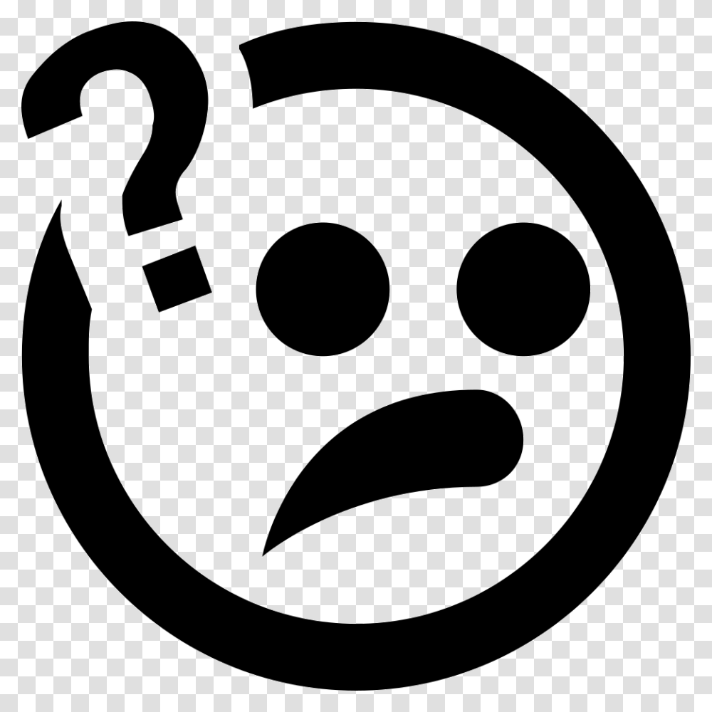 Black And White Question Emoji Clipart Quiz Icon, Logo, Trademark, Stencil Transparent Png