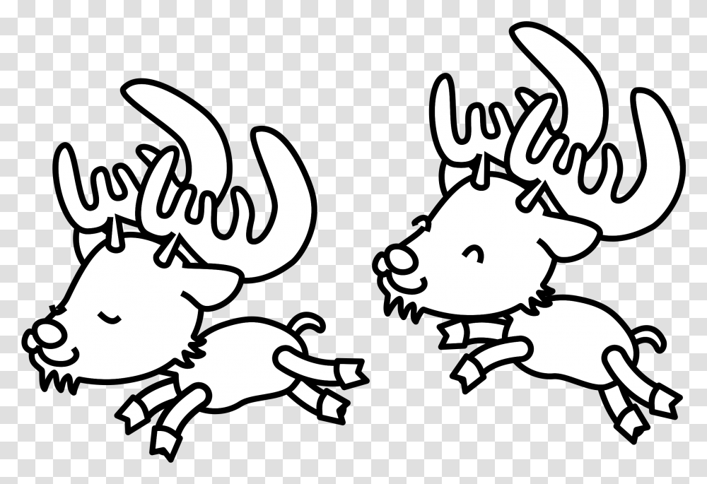 Black And White Reindeer Clipart Reindeers Black And White, Stencil, Mammal, Animal, Cattle Transparent Png