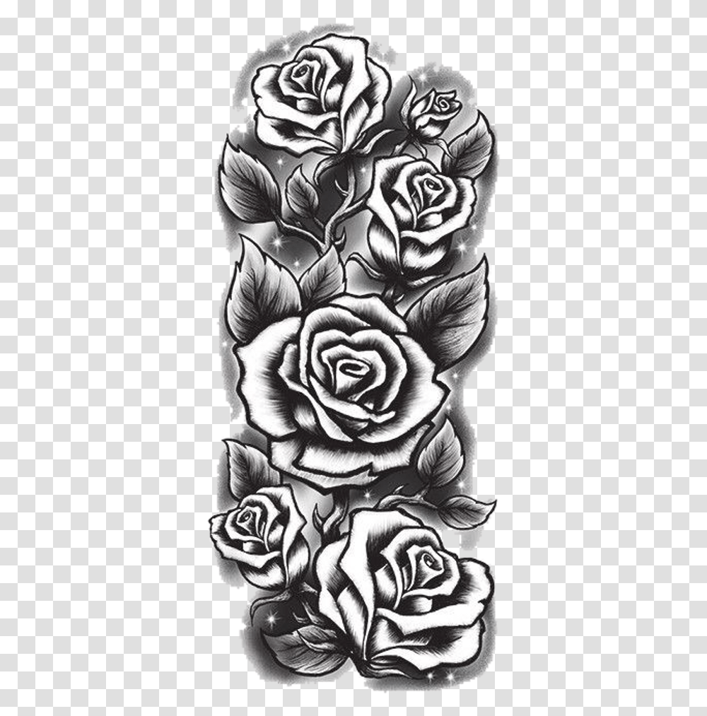 Black And White Rose Tattoo Drawings, Flower, Plant, Blossom Transparent Png