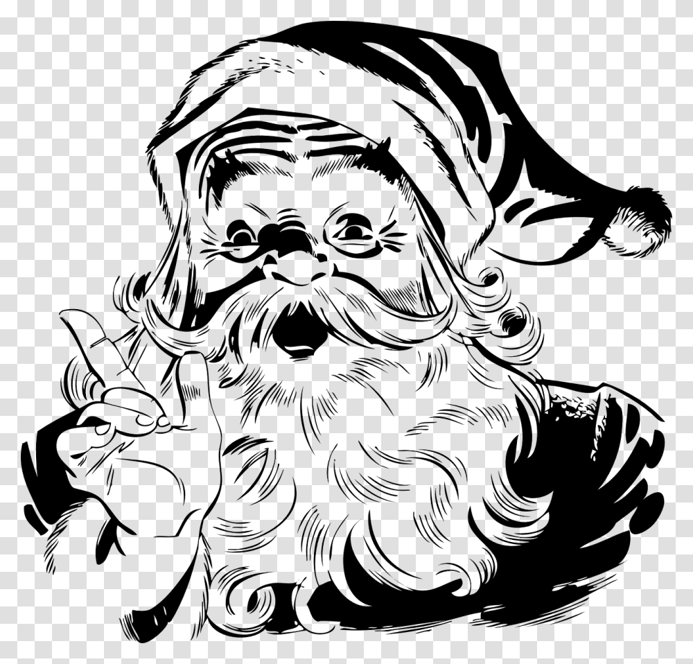 Black And White Santa Claus, Nature, Outdoors, Outer Space, Astronomy Transparent Png