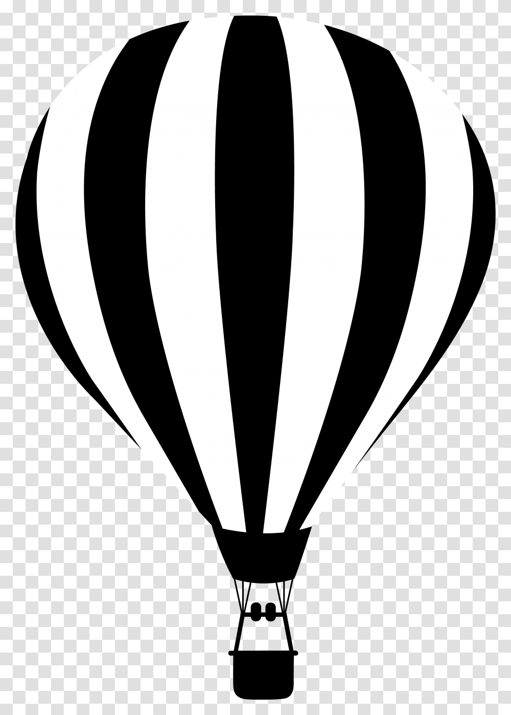 Black And White Silhouette Hot Air Balloon Black And White, Aircraft, Vehicle, Transportation Transparent Png