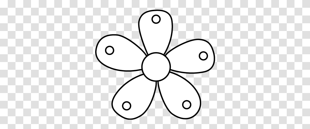 Black And White Single Garden Flower Clip Art Black And Dot, Machine, Propeller, Pattern, Ornament Transparent Png