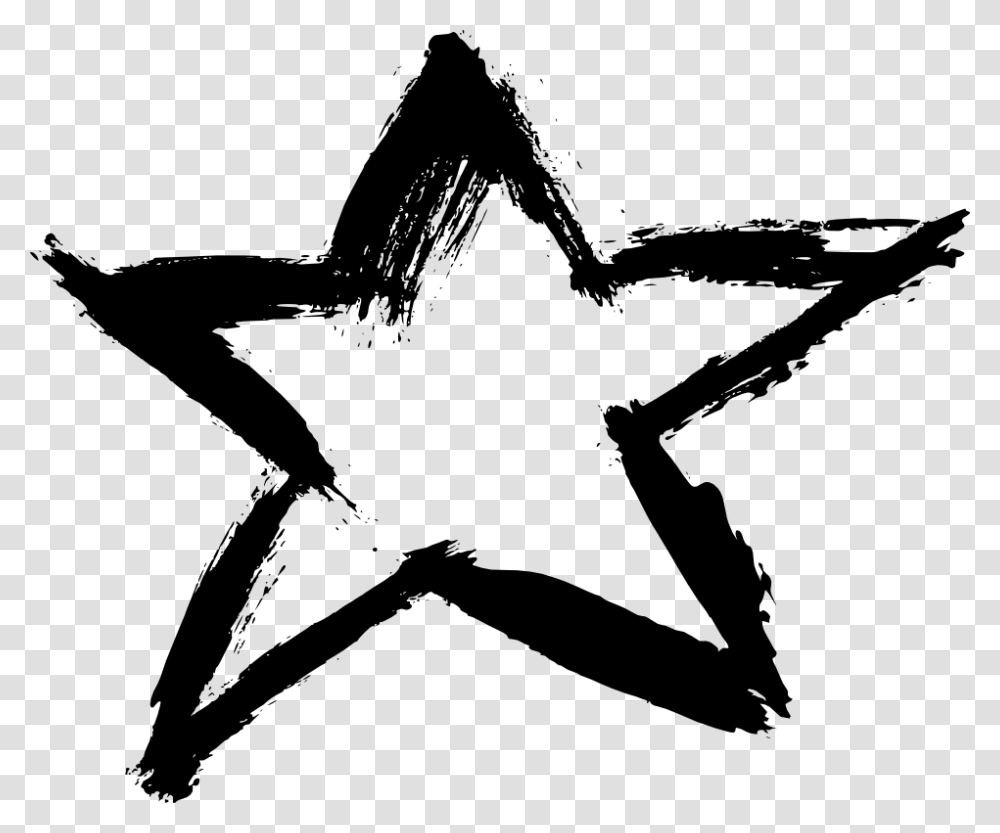 Black And White Star, Stencil, Bow, Silhouette Transparent Png