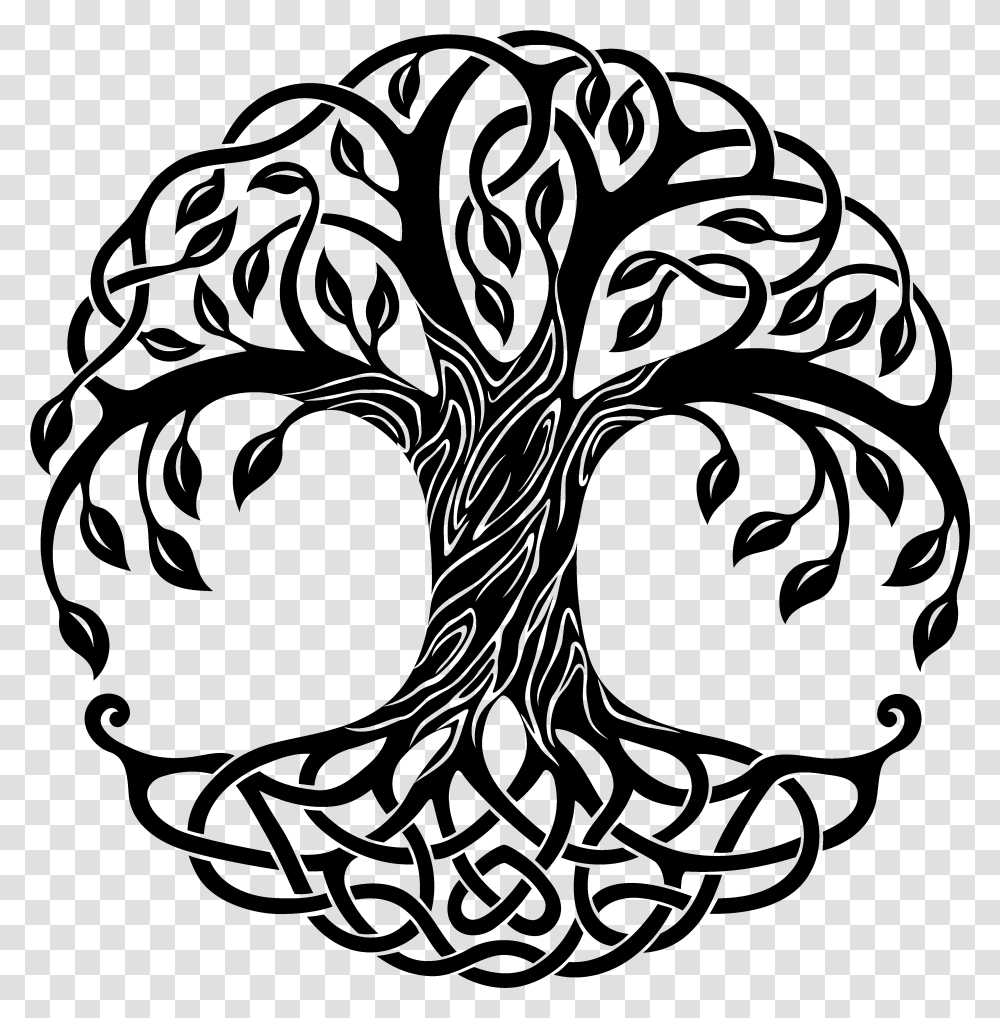 Black And White Stock Celtic Drawing Life Tree Of Life, Gray, World Of Warcraft Transparent Png