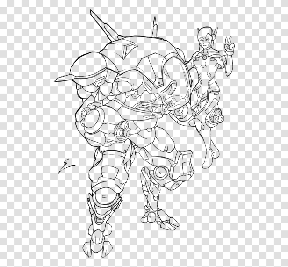 Black And White Stock D Va Outline By Line Art, Gray, World Of Warcraft Transparent Png