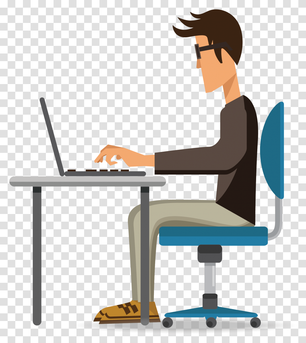 Black And White Stock Secretary Free On Dumielauxepices Vector Computer, Furniture, Pc, Electronics, Sitting Transparent Png