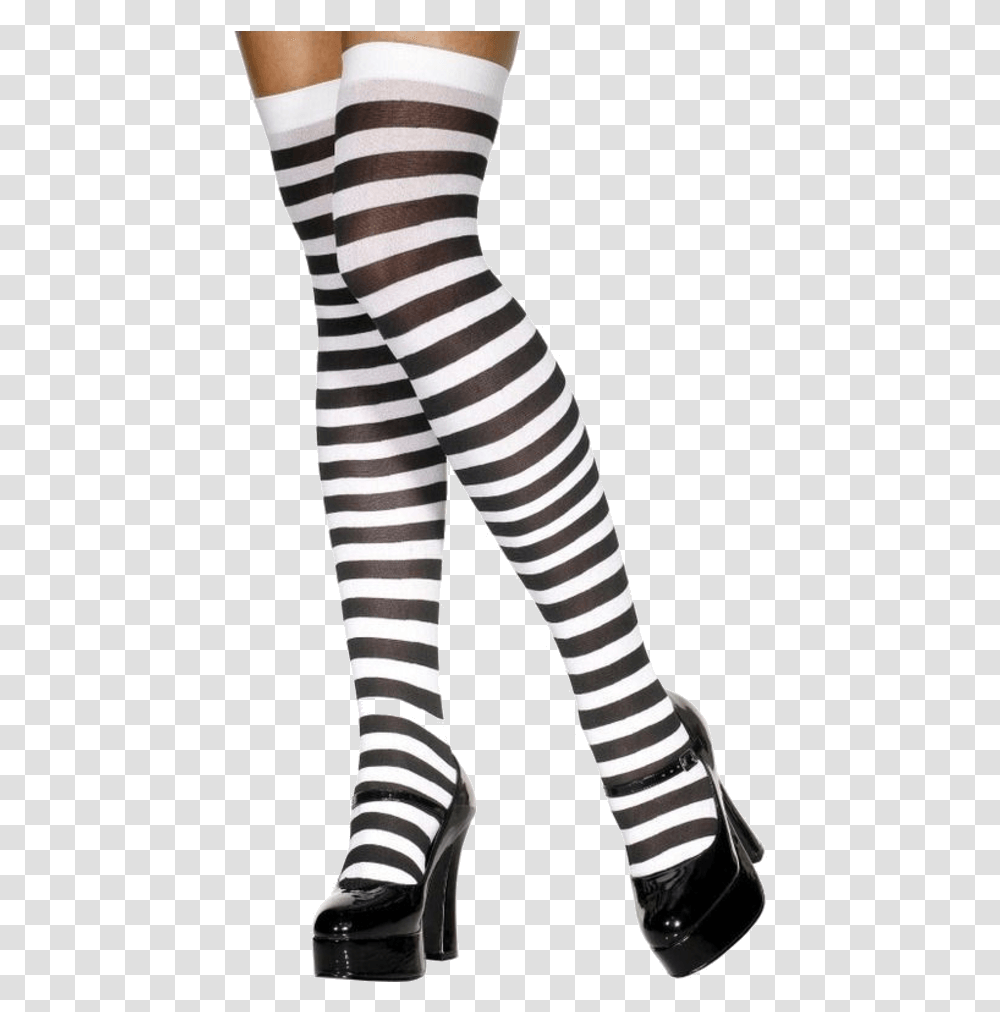 Black And White Striped Stockings White And Black Stripes Tights, Pants, Apparel, Sock Transparent Png