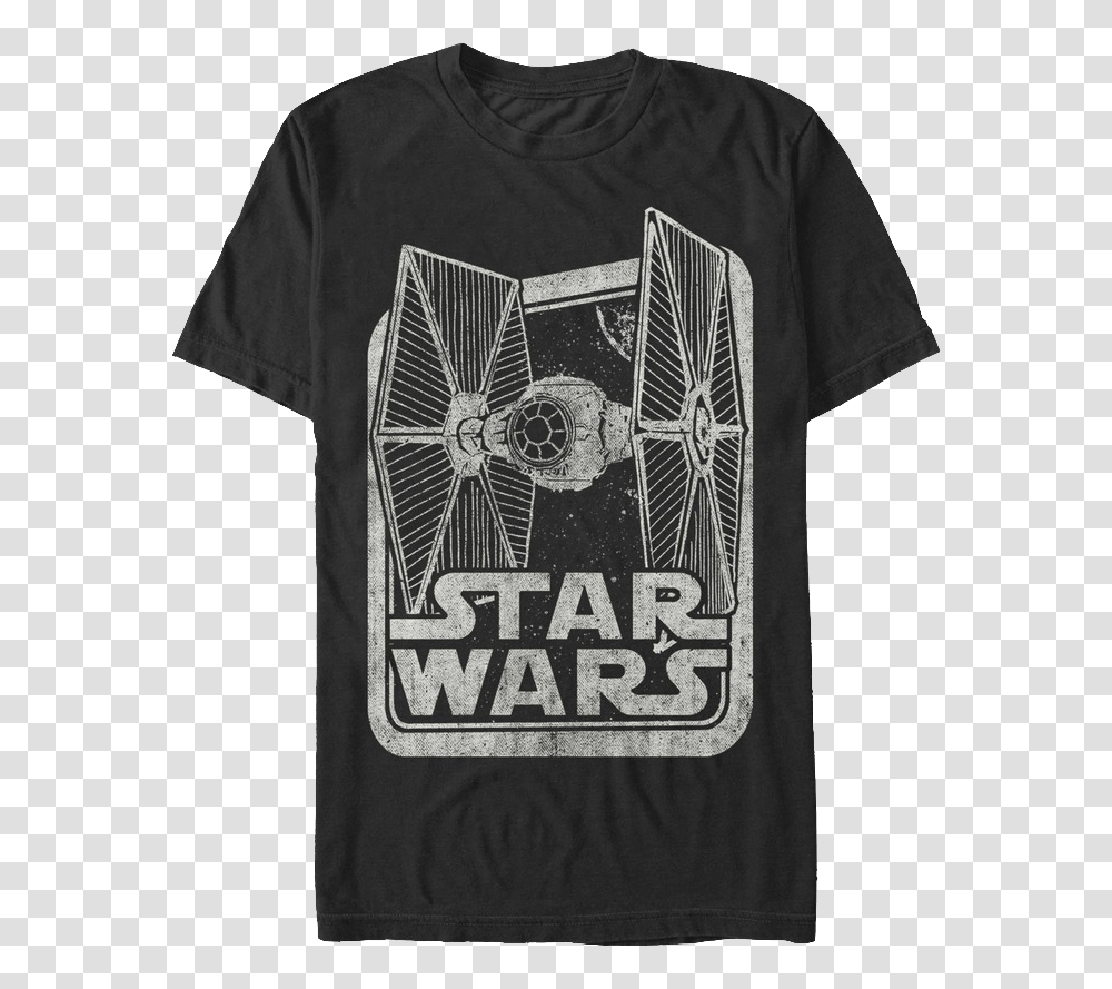 Black And White Tie Fighter Star Wars T Shirt Star Wars, Apparel, T-Shirt Transparent Png