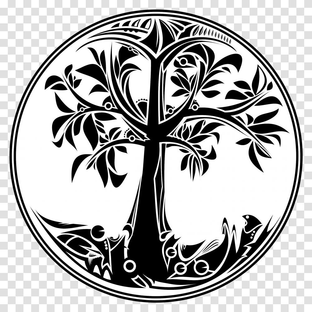 Black And White Tree Of Life Image Tree Of Life Symbol, Stencil, Plant, Emblem Transparent Png