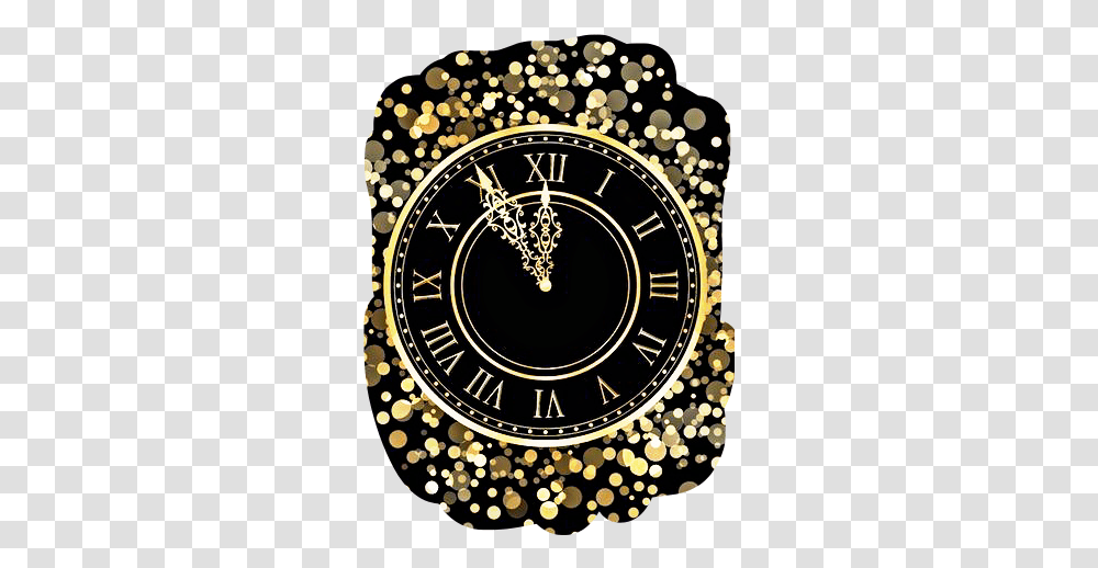 Black Background Gold Sticker By Kimmy Bird Tasset Clock, Analog Clock, Chandelier, Lamp, Wall Clock Transparent Png