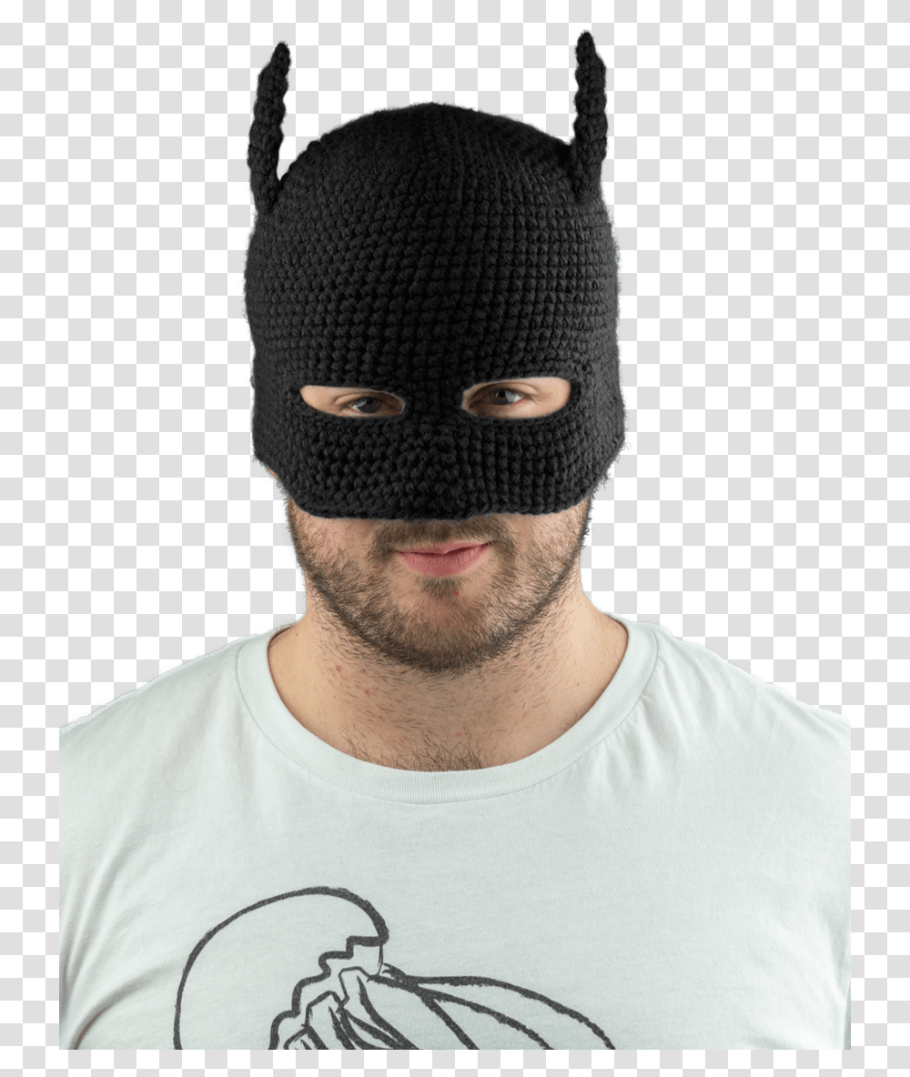 Black Bat Cowl Knit Beanie Batman Cowol, Person, Human, Apparel Transparent Png