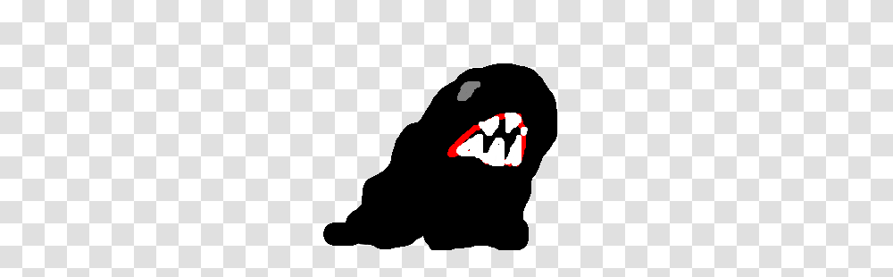 Black Blob Monster With Sharp Teeth Drawing, Logo, Trademark, Hand Transparent Png