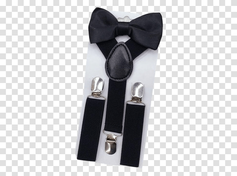 Black Bow Tie And Suspender Set Solid, Cushion, Strap, Brace, Buckle Transparent Png
