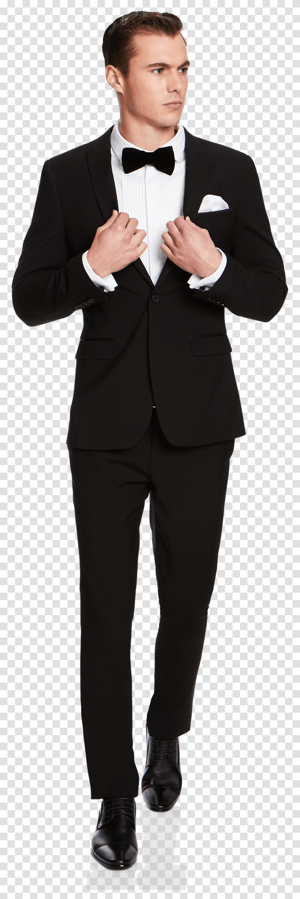 Black Bow Tie Suit, Overcoat, Tuxedo, Person Transparent Png