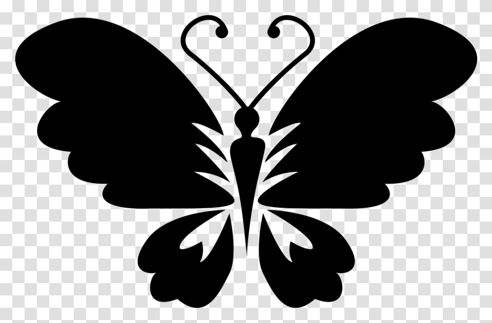 Black Butterfly Top View With Opened Wings Gambar Simbol Kupu Kupu, Stencil, Emblem Transparent Png