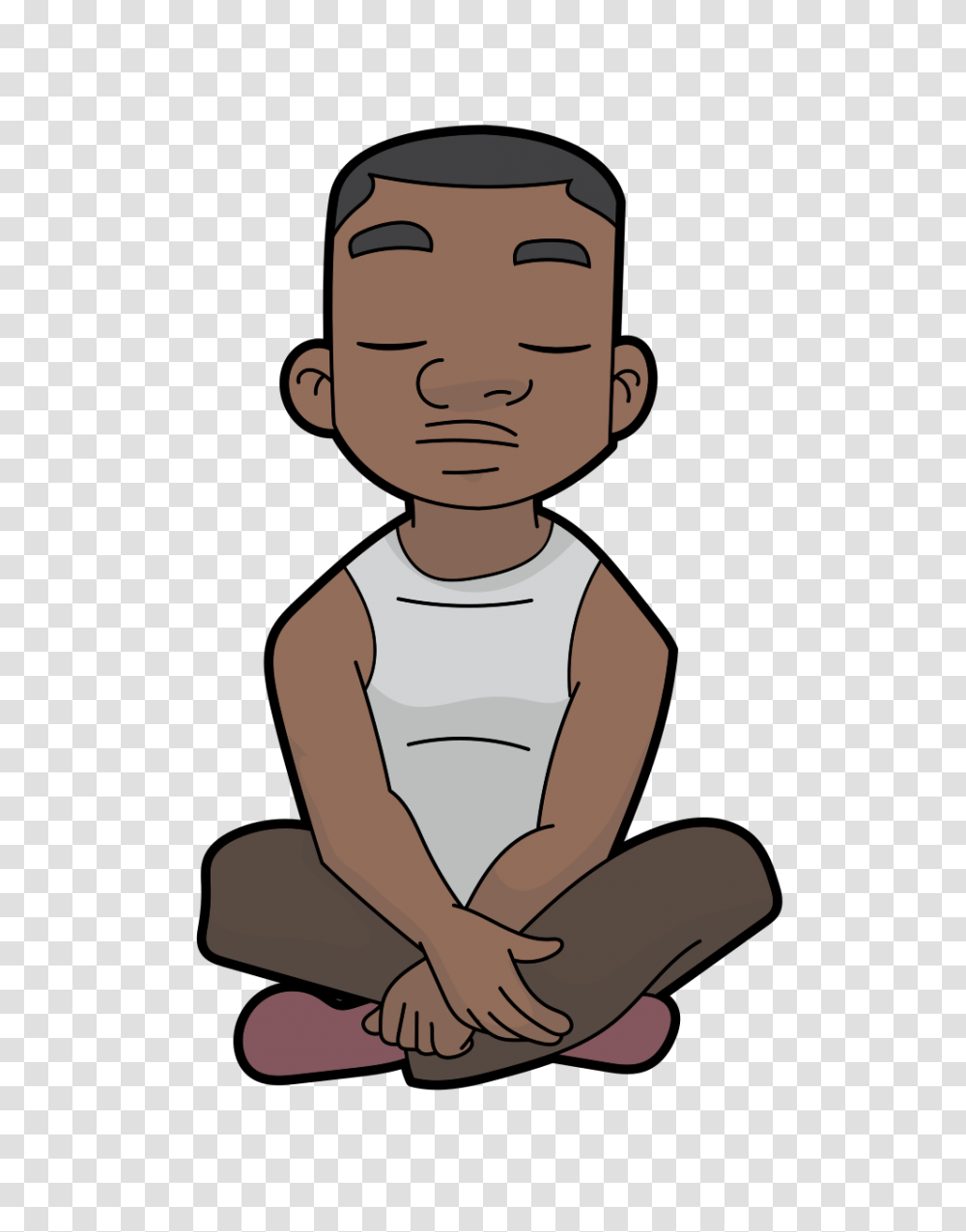 Black Cartoon Guy In Deep Meditation, Person, Human, Sitting, Kneeling Transparent Png