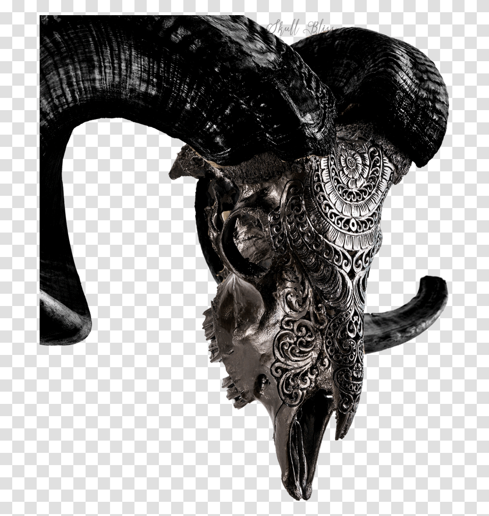 Black Carved Ram Skull, Alien, Statue, Sculpture Transparent Png