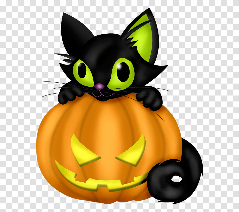 Black Cat And Pumpkin Clipart Cat Halloween Clip Art, Toy, Fire, Plant, Animal Transparent Png
