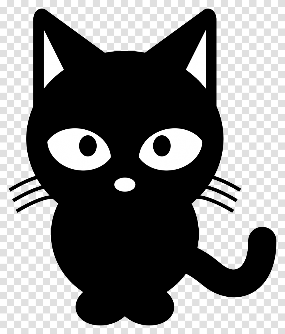 Black Cat And White Clipart Black Cat Clipart, Pet, Mammal, Animal, Stencil Transparent Png